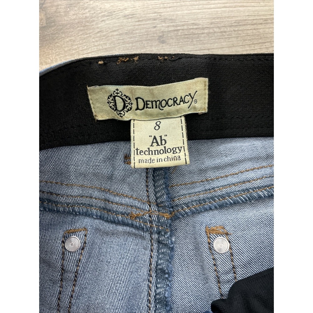 Democracy Jeans Womens 8 Blue Ab Technology Straight Leg Raw Hem Dark Wash Slim - Picture 2 of 3